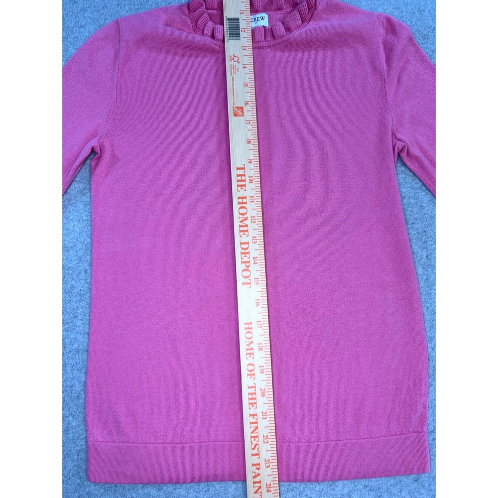J.Crew Ruffle Neck Sweater Women XS Pink Excellent Long Sleeve Knit Pullover - Picture 3 of 5